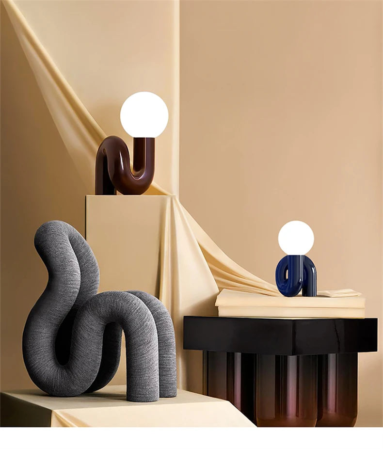 Nordic postmodern model desk lamp hotel children's room bedroom living room minimalist creative glass lamp study decoration lamp